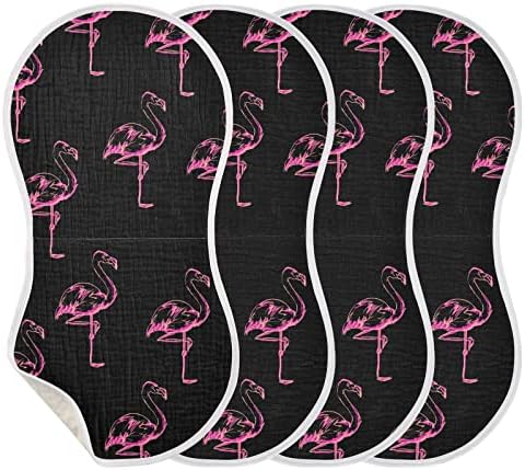 ЈИЖ Неонски Розова Фламинго Муслин Подригнување Крпи За Бебе 4 Спакувајте Памучни Крпи За Бебиња Лигавчиња За Момче Девојче
