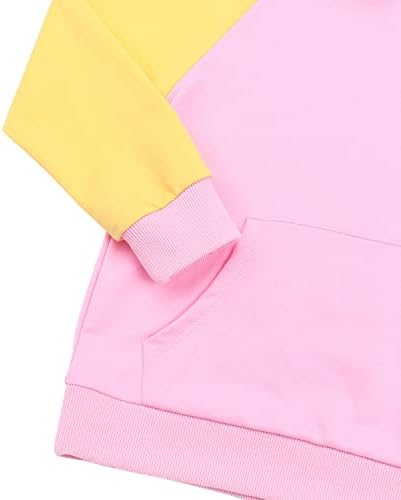 Jeskids девојки пулвер качулка џемпери во боја на долги ракави на врвови со џеб 4-13 т