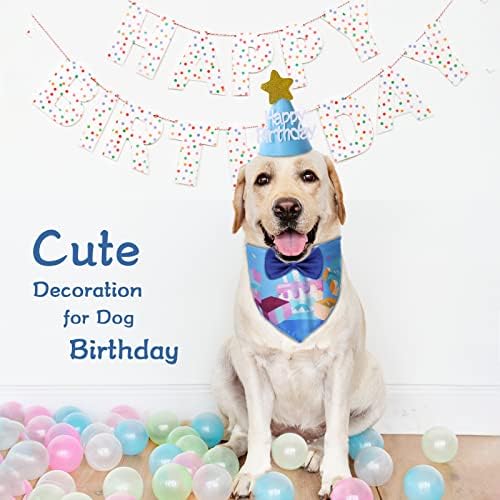 Кучиња роденденски бандани постави шамија на кучиња со шешир со капа за момче Екстра големо куче роденденска забава за кучиња додатоци за