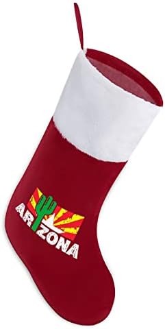 Гроздобер кактус Аризона знаме Божиќно порибување Божиќно дрво камин виси чорапи со кратка кадифен манжетна декорација за домашна