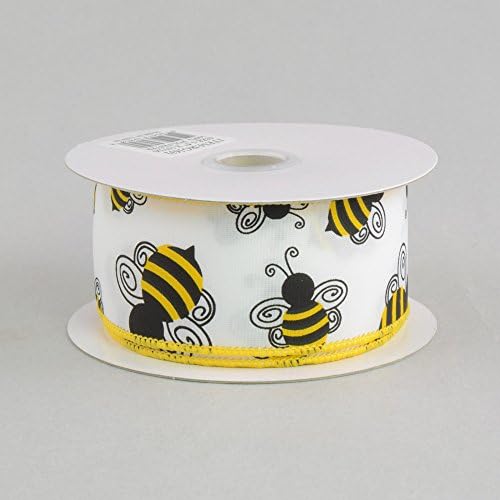 1,5 Широки изрази бела сатенска бумска пчела жична лента пролет и велигденски жолт жичен раб