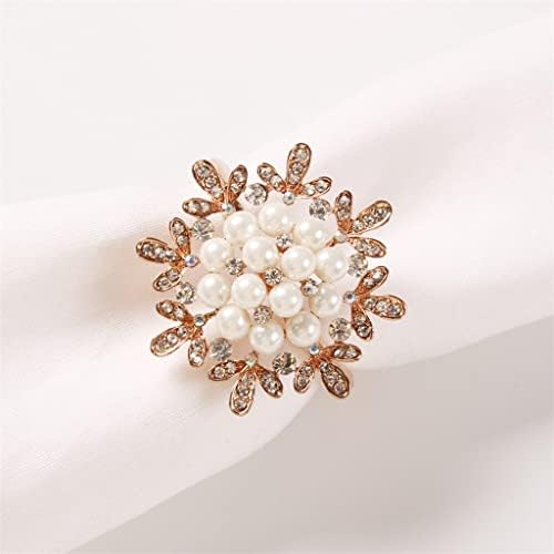 N/A 12 парчиња салфетка прстени шампањски дијамантски бисерни салфетки прстени корејски стил метални позлатени прстени на ткиво