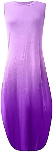 Qtocio плус големина долг фустан за жени, дами лето секојдневен лабав без ракави без ракави, а-линиски забави за време на забава 2023 година
