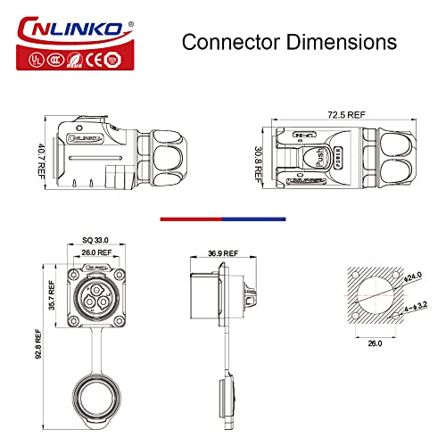 CNLINKO LP-24 IP67 Индустриски водоотпорен конектор Брз приклучок Кружен конектор PBT пластична обвивка Брзо ослободување на конектор за авијација