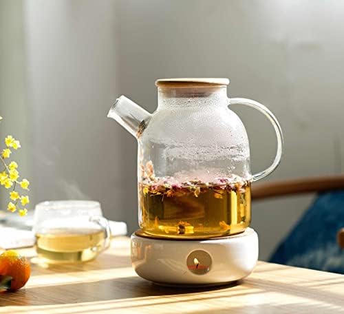 Стаклен чајник со инфузер, стаклен котел за шпорет на шпорет, чист сад за чај котел за лабав чај