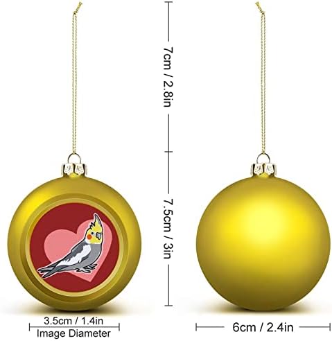 Симпатична кокатиела со срцев божиќен топка разнишана виси украси за украси на забави од камин од дрво 1 парчиња 1 парчиња