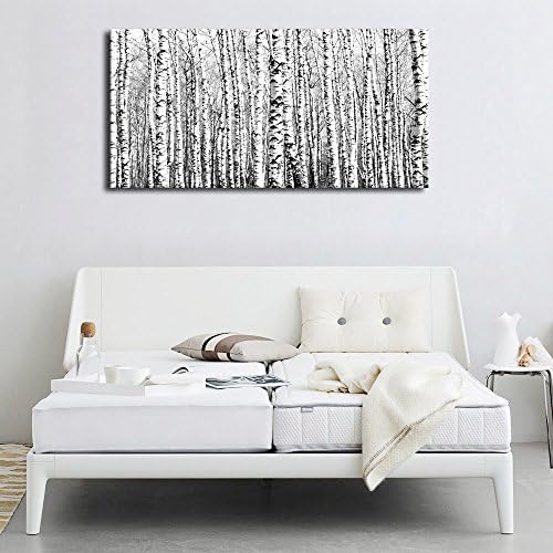 Artewoods бреза шума платно wallидна уметност за дневна соба wallид декор, бреза шума природа слики, црно -бело бреза дрвја платно сликарство