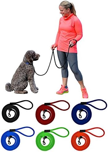 Врв Поох - Силен поводник за кучиња со јаже - трајно планинарско качување со јаже со цврста тока и удобна рачка - 6ft - поводник на црно
