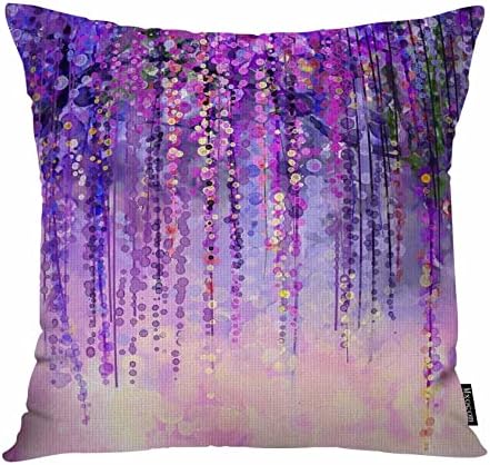 Mxocom Purple Placting Willow фрли перница за капаци на цвеќиња од цвеќиња живописни акварели природа убавина памучна постелнина перница