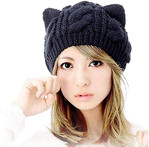 Amberetech симпатична woollike плетена мачка мачка уши, жени дама девојка глава капчиња капи.