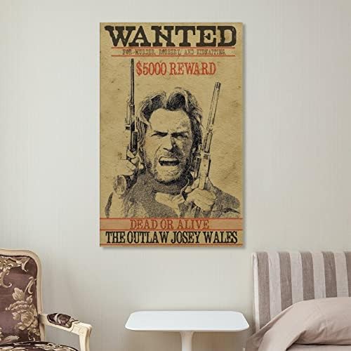 Outlaw Josey Wales сакаше филмски постер уметнички принт - Клинт Иствуд - Западен филм - Вестернс платно за сликање постери и отпечатоци од wallидни
