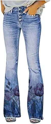 Pandersенски трендовски цветни права фармерки панталони Еластични високи половини лабави панталони за тексас y2k е-девојчиња улични панталони