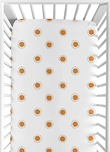 Слатка Jојо дизајнира бело и портокалово бохо сонце или девојче опремено креветче за креветче или расадник за кревет за деца
