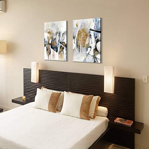 Апстрактна платно wallидна уметност слика: бело и кафеаво рачно насликано сликарско уметничко дело за спална соба