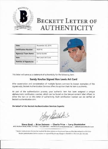 Sandy Koufax Autograiged Los Angeles Dodgers Ron Lewis Art 8x10 Photo Beckett Authenticated 2 - Autographed MLB фотографии