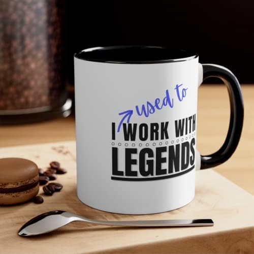 Соработник заминувајќи од кригла со кафе, порано работев со легенди, керамички чаша од 11 мл црн акцент, подарок за пензионирање на шефот,