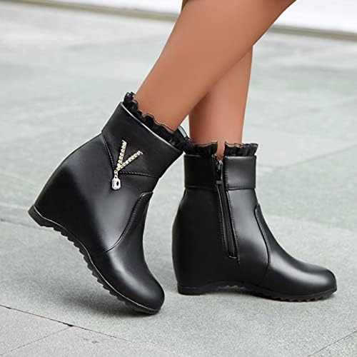 Дожд од дожд Мери Janeејн чевли жени дами чипка метал патент внатрешно засилување модни кратки чизми чизми чизми