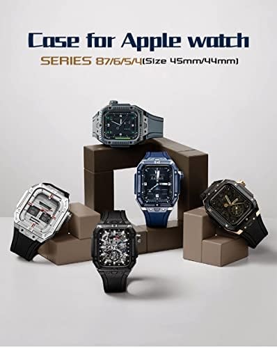 Комплет за модификација на луксузни модификација на Dyizu Case Watch Band For Apple Watch 6 5 4 SE 44mm челик каиш за iWatch