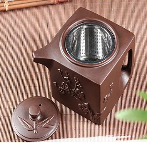 UXZDX 730ml Виолетова глинеста тенџере од не'рѓосувачки челик филтер чајник со голем капацитет квадратен тенџере кунг фу чај сет