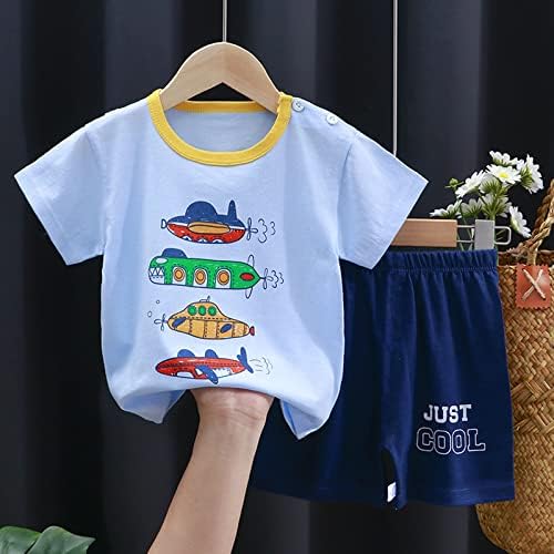 Supfans Бебе дете за деца 4 парчиња маици и шорцеви диносауруси врвови и шорцеви летни облеки