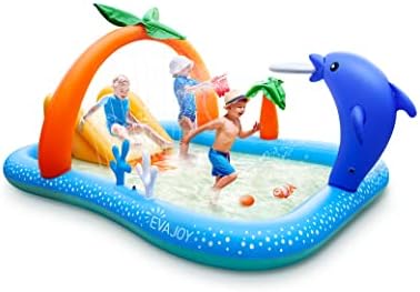 Киди базен, центар за играње на надувување Евахој, киди базен, базен за деца, 95''x75''x40 '' & b-Air Grizzly Tarp Multi Pulture Tarp