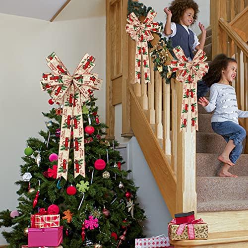 Зачудувачки лак за елка, голем подарок лента лак лак за венци Божиќен декоративен лак со долг стример за Божиќен фестивал празнична забава