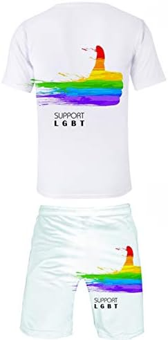 Honeystore машки ЛГБТ печати за печатење со маици со маици поставуваат 2 парчиња кои работат со ситни страни