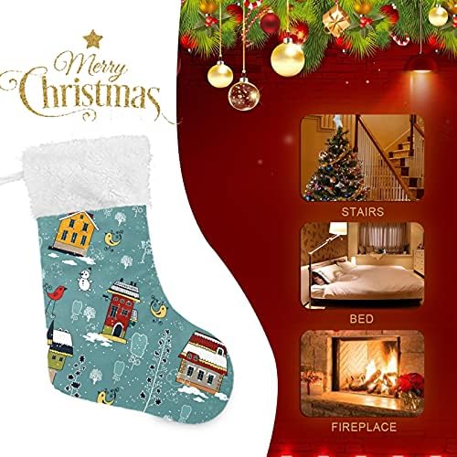 Божиќни чорапи на снежни луѓе Големи Божиќни чорапи за Божиќна трпезарија дрво камин виси чорапи чорапи за семејни сезонски празници