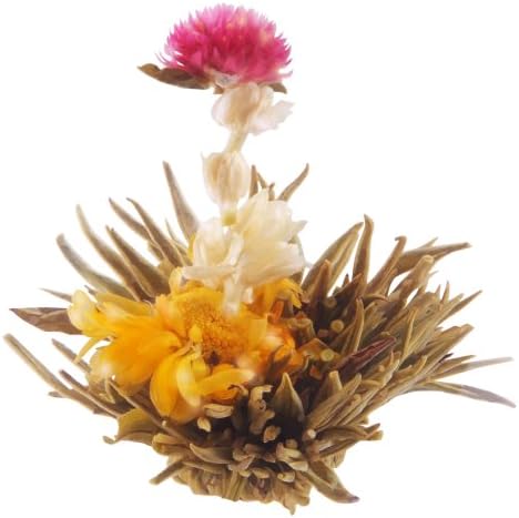 Стаклена чајник од примал со 6 цвеќиња од чај