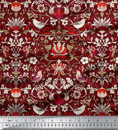 SOIMOI 58 инчи широк цветен печатен дизајнер памук Voile ткаенина за шиење покрај дворот-марунот