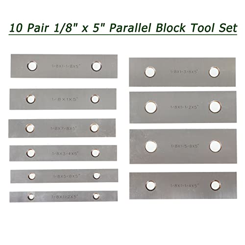 Timunr 10 пар 1/8 x 5 Машинист Паралелен блок алатка сет, 0,0002 паралелизам 1/2 до 1-5/8 легура челик прецизност одговара на паралелна