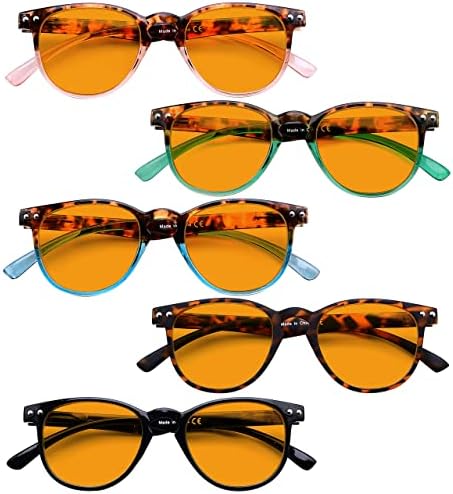 Очила за Очи 5-спакувајте Сини Светлосни Блокирачки Очила За Читање За Жени Жолти Затемнети +1,25