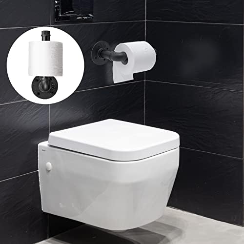 QNK 2 Држач За Пакување Тоалетна Хартија Индустриска Цевка Тешка Самостојна Решетка За Крпи За Крпи Црн Ѕид За Бања Кујна Рустикално Леано