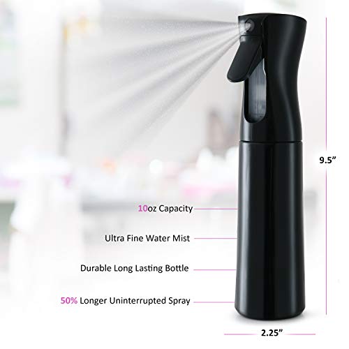 Континуирано магла Празно црно шише со црно спреј за коса - Квалитет на салон 360 распрскувач на вода - под притисок Аеросол Спреј за стилисти