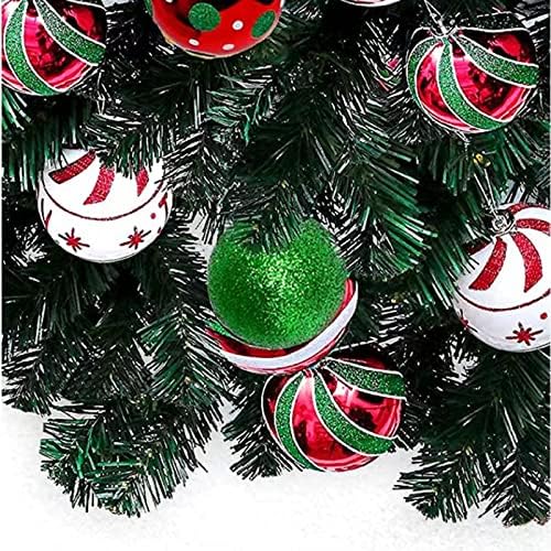 16 божиќни топка бомби, топки за украси од 60 мм елка, традиционален сет на црвена, зелена и бела божиќна топка, Божиќни украси за семејна