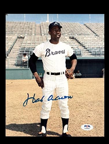 Hank Aaron PSA DNA Потпишан 8x10 Photo Braves Autograph - Autographed MLB фотографии