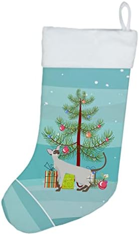 Богатства на Каролина CK4594CS Colorpoint Shorthair Cat Merry Christmas Christmas Christmas Stocking, камин што виси чорапи Божиќна