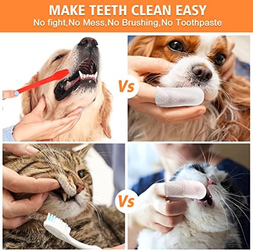 Cunno 300 парчиња заби за кучиња за чистење прсти марамчиња за еднократно милениче заби за стоматолошка марамчиња за орални чистење на забите за
