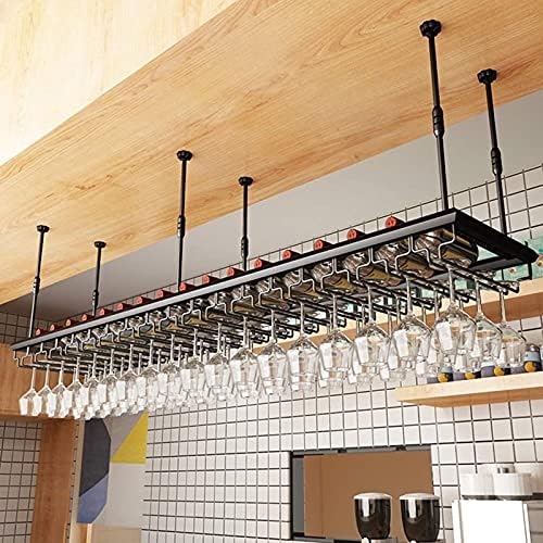 ZQTHL тавански стаклени решетки за вино, виси за складирање на метални метални метални, за решетки, домови, рекреативни шипки, 6030 см