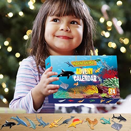 Хјкпм Божиќна Слепа Кутија, Божиќна Детска Играчка Комплет За Морски Животни 24 Ден Одбројување До Денот На Доаѓањето