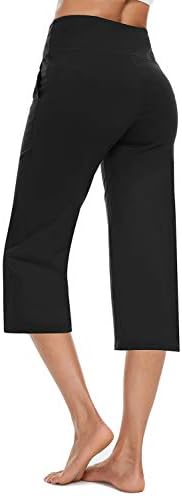 Chinенски женски високи половини јога панталони за вежбање на стомакот за контрола на стомакот Капри панталони со широка нога и 3 џебови