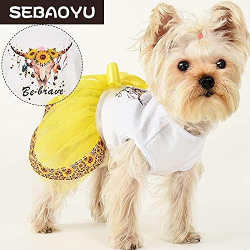 Фустани за кучиња Sebaoyu за мали кучиња, лето слатко девојче облека за кучиња, фустан од празнично кутре, фустан Чивахуа Јорк, облека