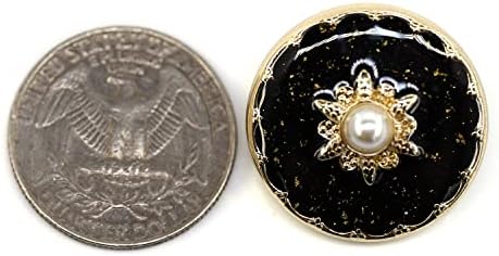 Craftisum 20 парчиња црни ретро кралски стил златни фолии емајли за шиење метални копчиња за палто -25мм -1 “