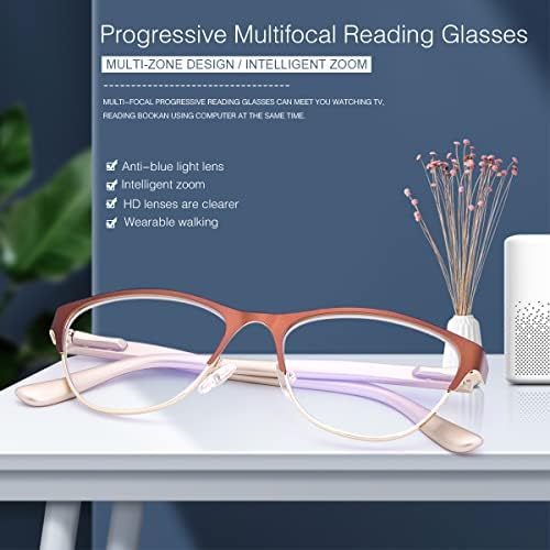 Прогресивно мултифокус пролетни шарки очила за читање Компјутер сина светлина блокирање мултифокален читател без линиски очила жени мажи