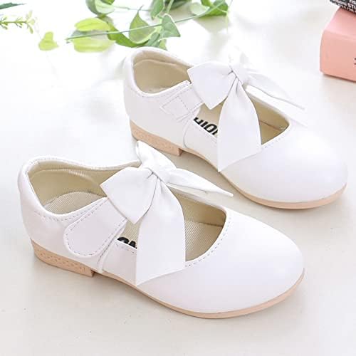 Деца чевли бели кожени чевли bookknot девојки принцези чевли единечни чевли перформанси бели фустани чевли за девојки