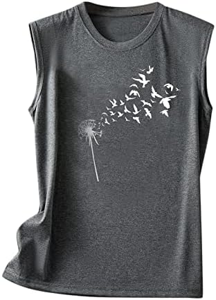 Topенска врвна кошула без ракави екипаж маица со маица Топ лето летно вежбање лабава маици жени маички и блузи печатење резервоар за печатење