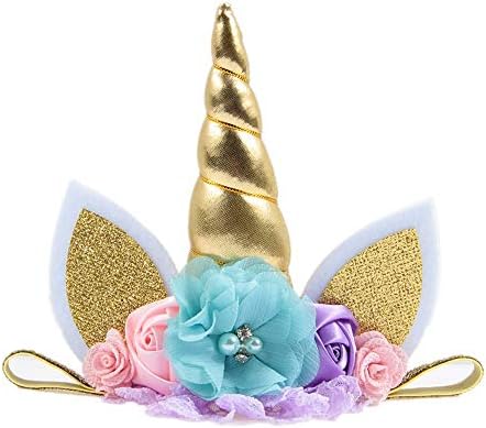 Nishine Toddler Baby Girls Layered Tutu Skirt Fuse со сјај Облека за глава со рогови на еднорог за роденденска забава