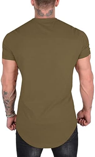 Менс модна мускуларна маица салата за вежбање со кратки ракави памук лесен летен мета обичен тенок вклопен врв