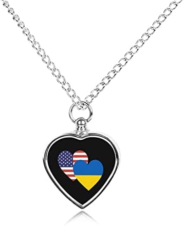 Украинско Американско Знаме За Срце Накит За Кремирање Миленичиња Урна Ѓердан За Пепел Приврзок За Спомен За Подароци За Портрети На Кучиња