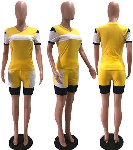 Womenените во боја блок 2 парчиња спортска облека со шорцеви за кошули со џогер спортска облека поставена активна облека